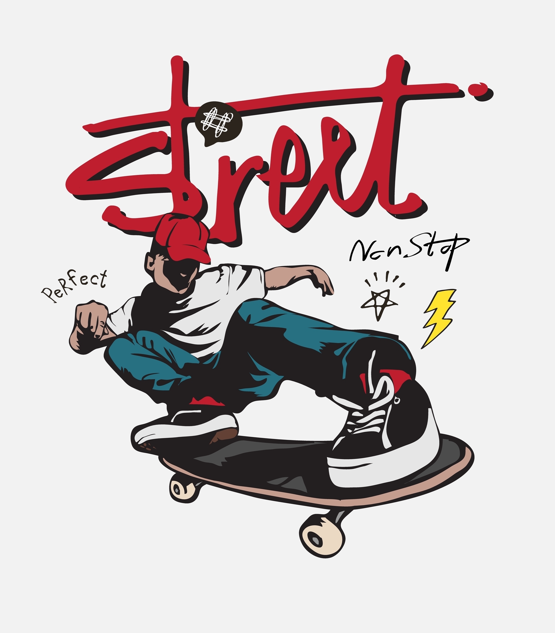 Ilustração de skatista numa manobra de street